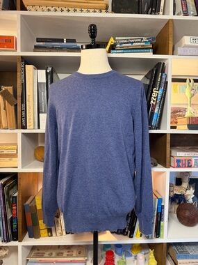 Brunello Cucinelli Men's Crewneck Sweater in Heathered Blue